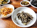 stir-fried eggplant and other dishes on the table Royalty Free Stock Photo