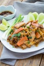 Stir fried flat noodles with chicken