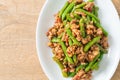 Stir-fried french bean or green bean with minced pork Royalty Free Stock Photo