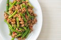 Stir-fried french bean or green bean with minced pork Royalty Free Stock Photo