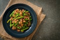 Stir-fried french bean or green bean with minced pork Royalty Free Stock Photo