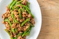 Stir-fried french bean or green bean with minced pork Royalty Free Stock Photo