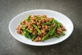 Stir-fried french bean or green bean with minced pork Royalty Free Stock Photo