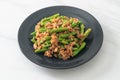 Stir-fried french bean or green bean with minced pork Royalty Free Stock Photo