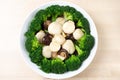 Stir fried fresh scallops with broccoli and mushroom