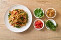 stir fried holy basil with fish and herb Royalty Free Stock Photo