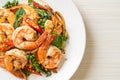 stir fried holy basil with shrimps and herb Royalty Free Stock Photo