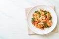 stir fried holy basil with shrimps and herb Royalty Free Stock Photo