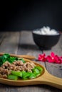 Stir fried Hong Kong kale with pork chops Royalty Free Stock Photo