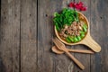 Stir fried Hong Kong kale with pork chops Royalty Free Stock Photo