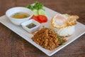 Stir fried minced pork and basil with rice