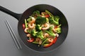 Stir fried mixed vegetables in a wok
