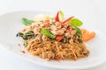 stir-fried noodle, pork and basil Royalty Free Stock Photo