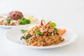 stir-fried noodle, pork and basil Royalty Free Stock Photo