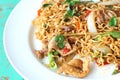 Stir fried noodle spicy in pork Royalty Free Stock Photo