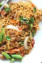 Stir fried noodle spicy in pork Royalty Free Stock Photo