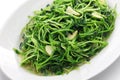 Stir fried pea shoots with garlic Royalty Free Stock Photo