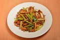 Stir fried pork, celery and ucttlefish