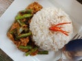 Stir Fried Pork with chili Bean curry. Royalty Free Stock Photo
