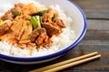 Stir-fried pork with kimchi eating with rice Royalty Free Stock Photo