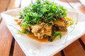 Stir fried Sea Bass Fish with spicy herbs