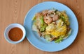 Stir fried seafood sukiyaki with egg and sauce Royalty Free Stock Photo