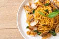 Stir Fried Spaghetti with Clams and Garlic and Chilli Royalty Free Stock Photo