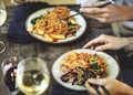 Stir fried spaghetti with organic vegetables Royalty Free Stock Photo