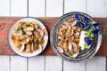 Stir fried Spicy Clam (Surf clam, Short necked clam, Carpet clam, Venus shell, Baby clam) with Thai Holy Basil