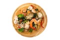 Stir fried spicy seafood with mixed herbs, Thai food Royalty Free Stock Photo