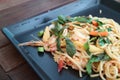 STIR FRIED SPICY SPAGHETTI WITH SEAFOOD