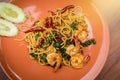 Stir-fried Spicy Spaghetti Seafood Thai food Style Spaghetti Pa