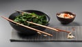 Stir-Fried Spinach with Garlic with chopsticks Royalty Free Stock Photo