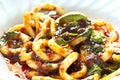 Stir fried squid in roasted chili paste