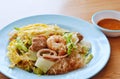 Stir fried sukiyaki seafood and egg with sauce Royalty Free Stock Photo