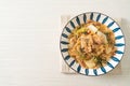 Stir-Fried Thai Styled Sukiyaki or Stir-fried vermicelli with pork and vegetables in sukiyaki sauce Royalty Free Stock Photo