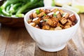 Stir fried tofu in a bowl Royalty Free Stock Photo