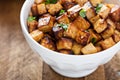 Stir fried tofu in a bowl Royalty Free Stock Photo