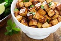 Stir fried tofu in a bowl Royalty Free Stock Photo