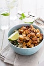 Stir fried tofu in a bowl Royalty Free Stock Photo