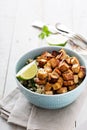 Stir fried tofu in a bowl Royalty Free Stock Photo