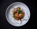 Stir-fried vermicelli noodle with seafood.