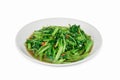 Stir Fried Water Spinach or pak boong fai daeng isolated on whit
