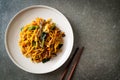 stir-fried yakisoba noodles with vegetable in vegan style