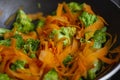 Stir fry of beef has as ingredients broccoli Royalty Free Stock Photo