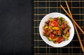 Stir fry beef, sweet peppers, zucchini Royalty Free Stock Photo