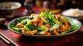 Stir-fry bok choy with tofu skin: Crisp, green bok choy leaves and delicate tofu skin strips