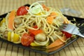 Stir-fry noodles with vegetables. Royalty Free Stock Photo