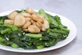 Stir Fry Scallops and Chinese Broccoli Vegetable Royalty Free Stock Photo