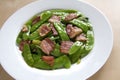 Stir-fry snow bean and bacon